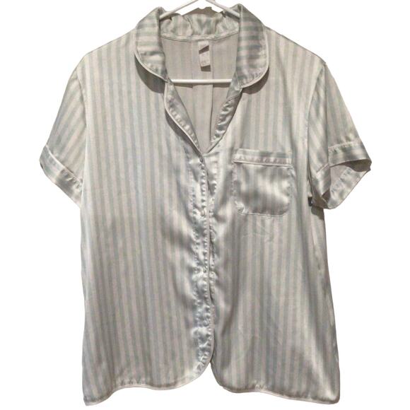 Stars Above Women’s Pajama Tops – Black & Blue Striped Sleep Shirts Size Large - Picture 6 of 7